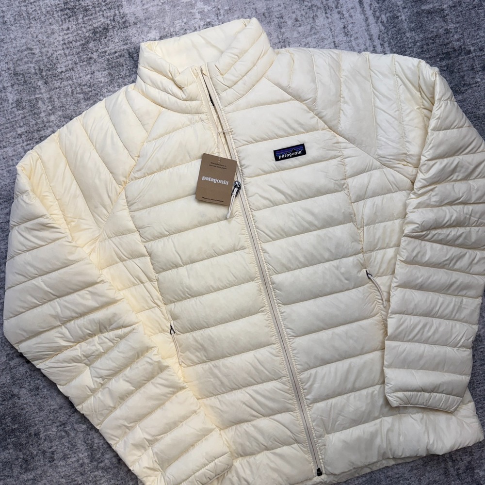 Patagonia Down Sweater Jacket Womens Large Wool White Puffer Insulated Coat NEW